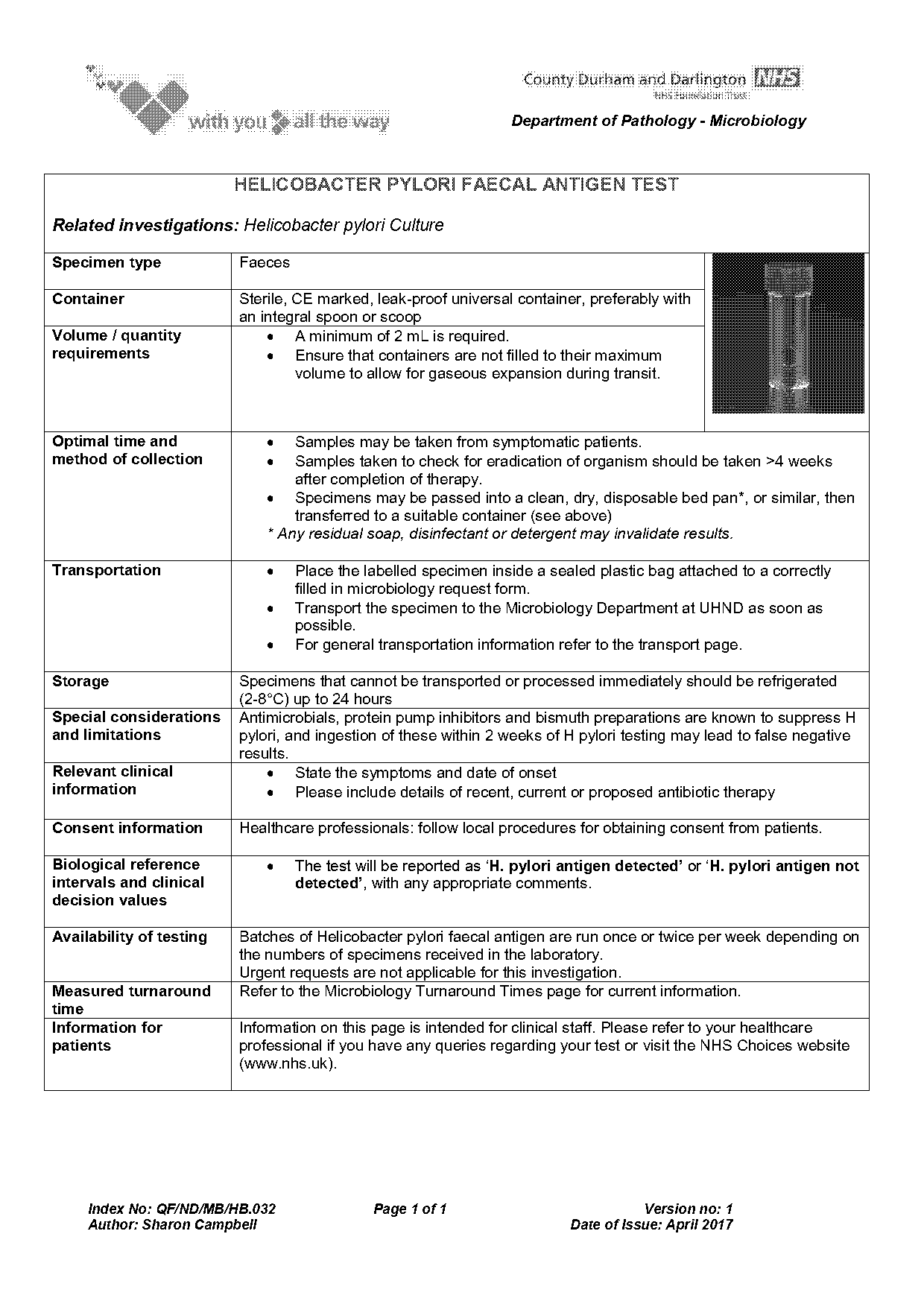 h pylori test stool instructions